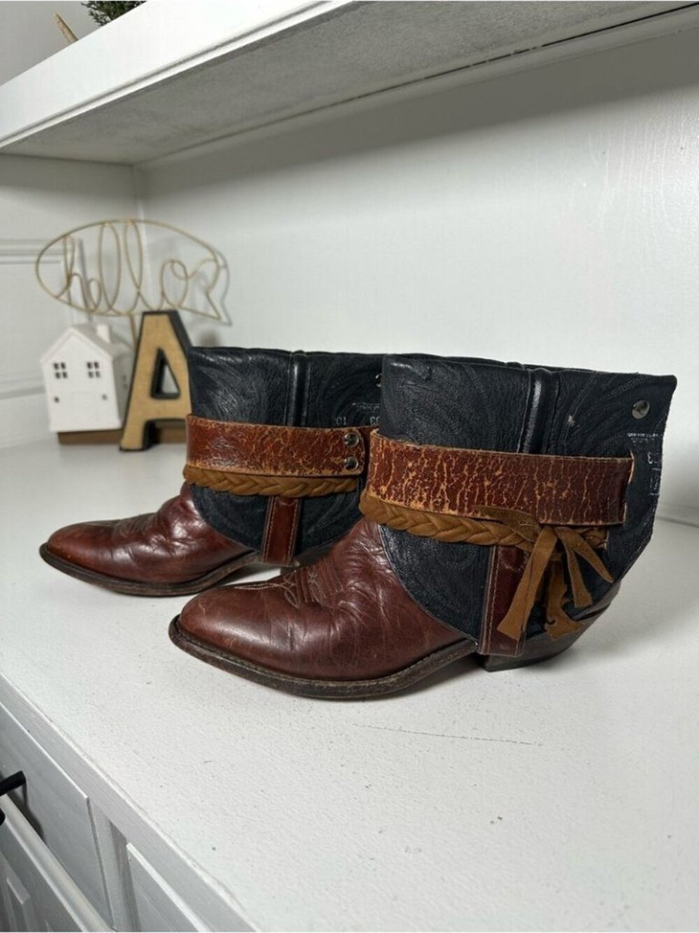 Canty Boots Upcycled Code West Ankle Boots Womens 7 Western Boho Festival Rare